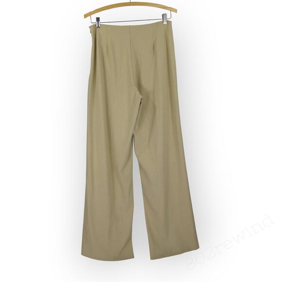 Sz 6 ~ 42 TALL Benetton Tan Pant Trouser SideZip 32"Inseam WideLeg Camel - Picture 4 of 14